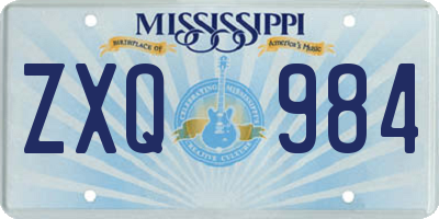 MS license plate ZXQ984