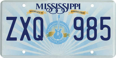 MS license plate ZXQ985