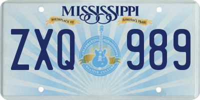 MS license plate ZXQ989