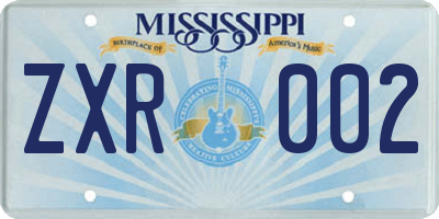 MS license plate ZXR002
