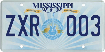 MS license plate ZXR003