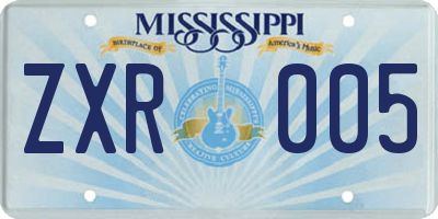 MS license plate ZXR005
