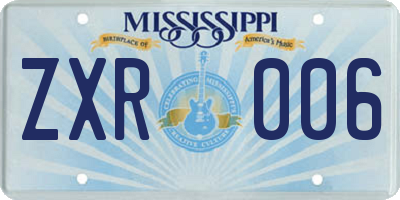MS license plate ZXR006