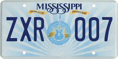 MS license plate ZXR007