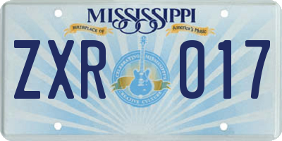 MS license plate ZXR017