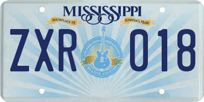 MS license plate ZXR018