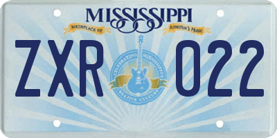 MS license plate ZXR022