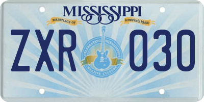 MS license plate ZXR030