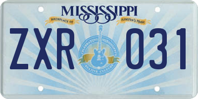 MS license plate ZXR031