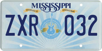 MS license plate ZXR032