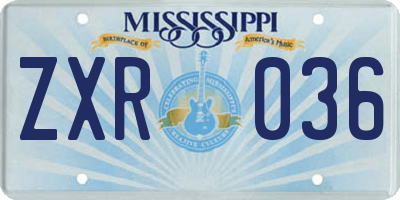 MS license plate ZXR036