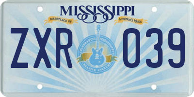 MS license plate ZXR039