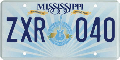 MS license plate ZXR040