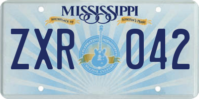 MS license plate ZXR042