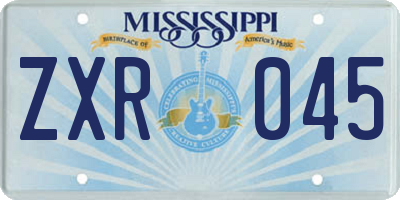 MS license plate ZXR045