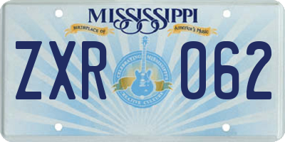 MS license plate ZXR062