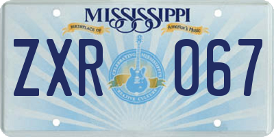 MS license plate ZXR067