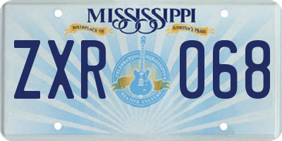 MS license plate ZXR068