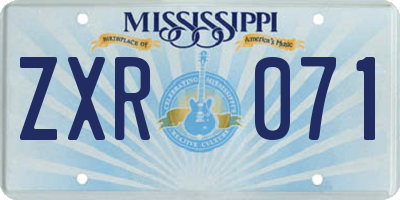 MS license plate ZXR071