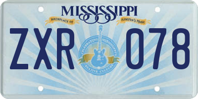 MS license plate ZXR078