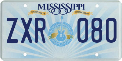 MS license plate ZXR080