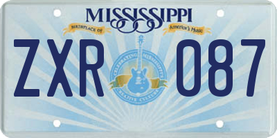 MS license plate ZXR087