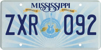 MS license plate ZXR092