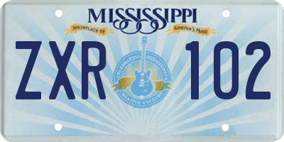 MS license plate ZXR102