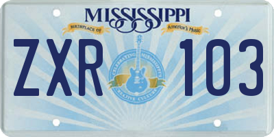 MS license plate ZXR103