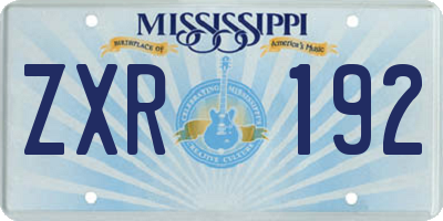 MS license plate ZXR192