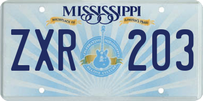 MS license plate ZXR203