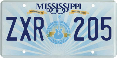 MS license plate ZXR205