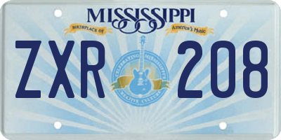 MS license plate ZXR208