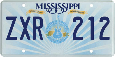 MS license plate ZXR212