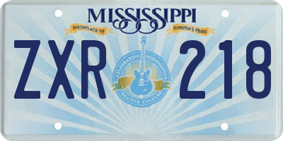 MS license plate ZXR218