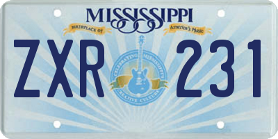 MS license plate ZXR231