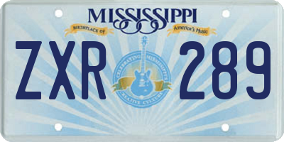 MS license plate ZXR289