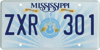 MS license plate ZXR301