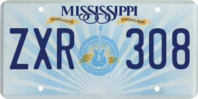 MS license plate ZXR308