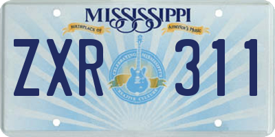 MS license plate ZXR311