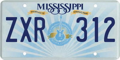 MS license plate ZXR312
