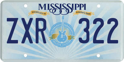 MS license plate ZXR322
