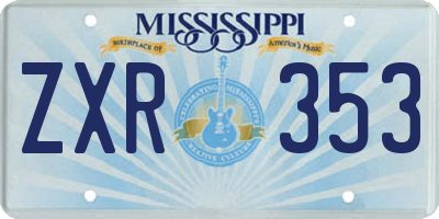 MS license plate ZXR353