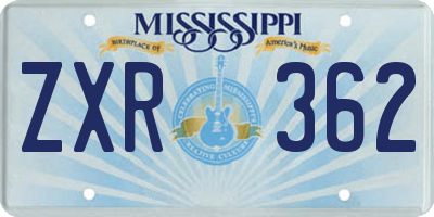 MS license plate ZXR362
