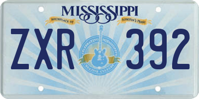 MS license plate ZXR392
