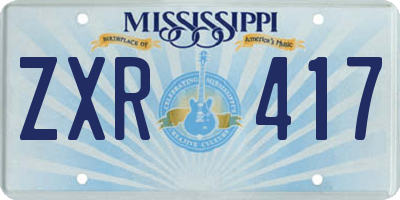 MS license plate ZXR417