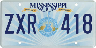 MS license plate ZXR418