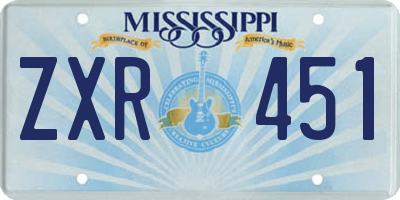 MS license plate ZXR451