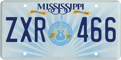 MS license plate ZXR466