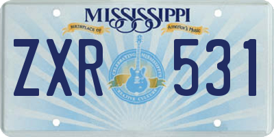MS license plate ZXR531